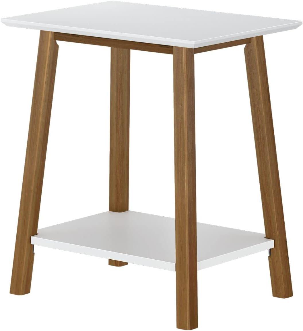image:imagePlankBeam Wooden Side Table with Storage Mid Century Modern End Tables for Living Room Small Solid Wood Nightstand Bedside Tables Bedroom Furniture WhiteWhitePecan