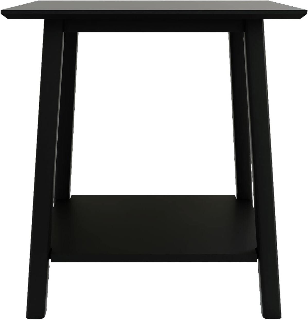 image:imagePlankBeam Wooden Side Table with Storage Mid Century Modern End Tables for Living Room Small Solid Wood Nightstand Bedside Tables Bedroom Furniture WhiteBlack