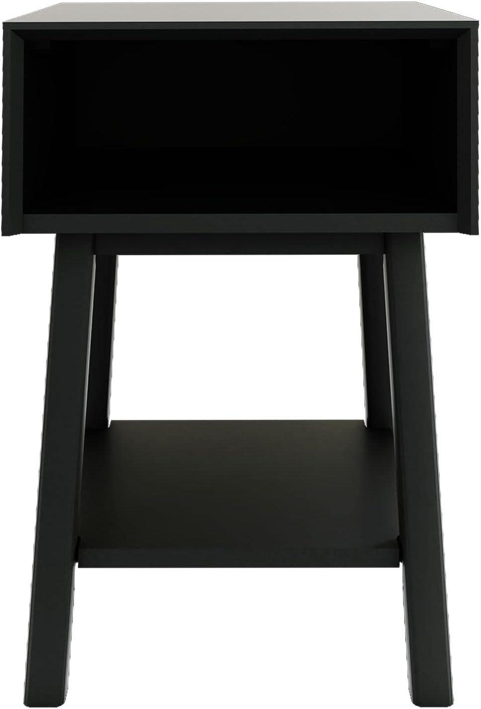 image:imagePlankBeam Wooden Side Table with Storage Mid Century Modern End Tables for Living Room Small Solid Wood Nightstand Bedside Tables Bedroom Furniture WhiteBlack