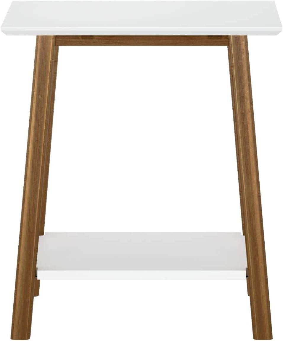 image:imagePlankBeam Wooden Side Table with Storage Mid Century Modern End Tables for Living Room Small Solid Wood Nightstand Bedside Tables Bedroom Furniture WhiteWhitePecan