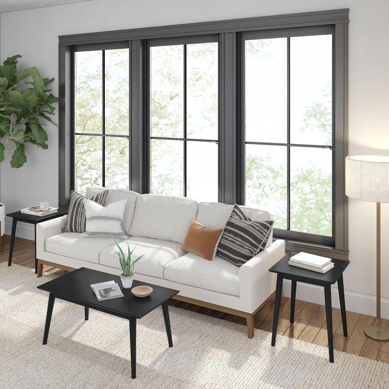 image:imagePlankBeam Wooden Side Table with Storage Mid Century Modern End Tables for Living Room Small Solid Wood Nightstand Bedside Tables Bedroom Furniture WhiteBlack