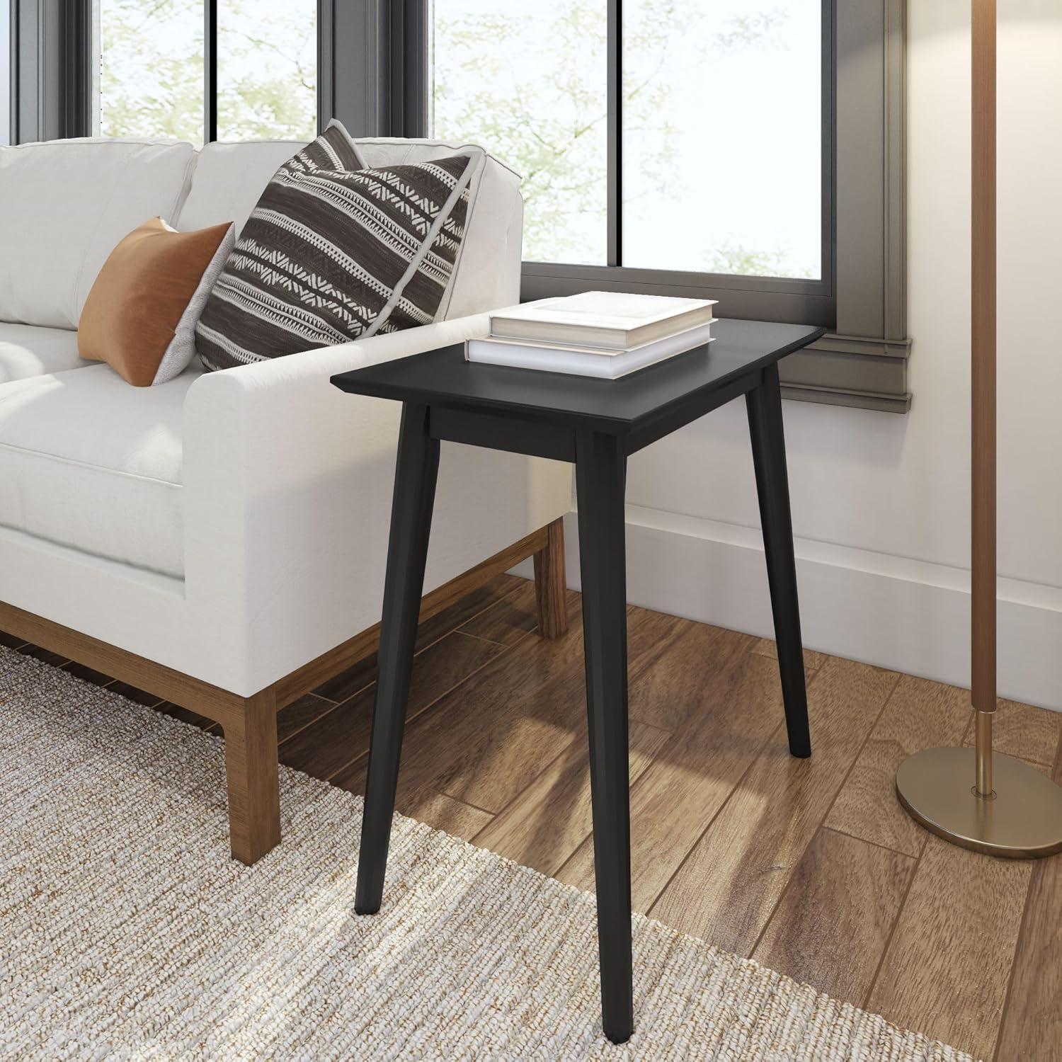 image:imagePlankBeam Wooden Side Table with Storage Mid Century Modern End Tables for Living Room Small Solid Wood Nightstand Bedside Tables Bedroom Furniture WhiteBlack