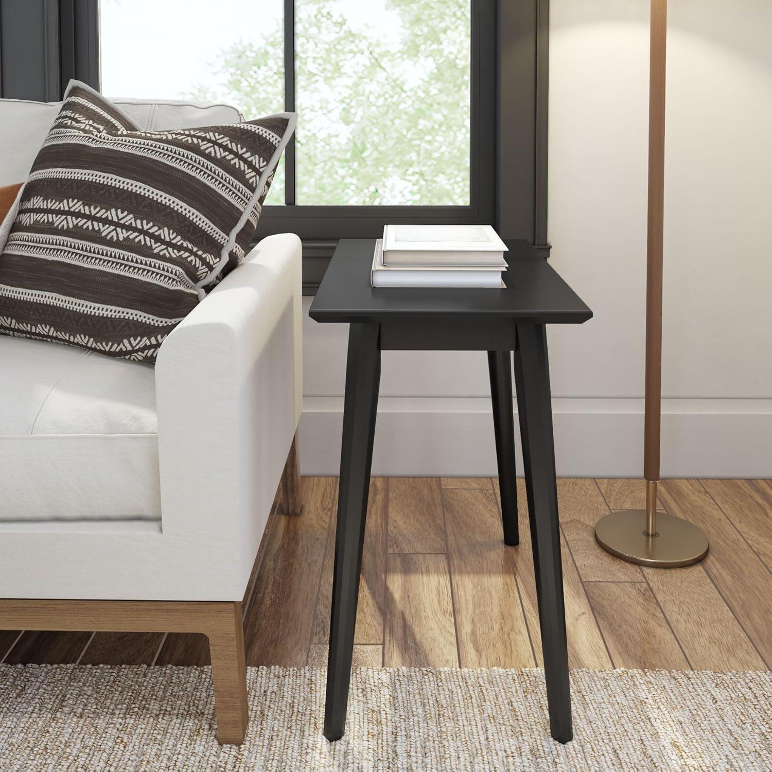 image:imagePlankBeam Wooden Side Table with Storage Mid Century Modern End Tables for Living Room Small Solid Wood Nightstand Bedside Tables Bedroom Furniture WhiteBlack