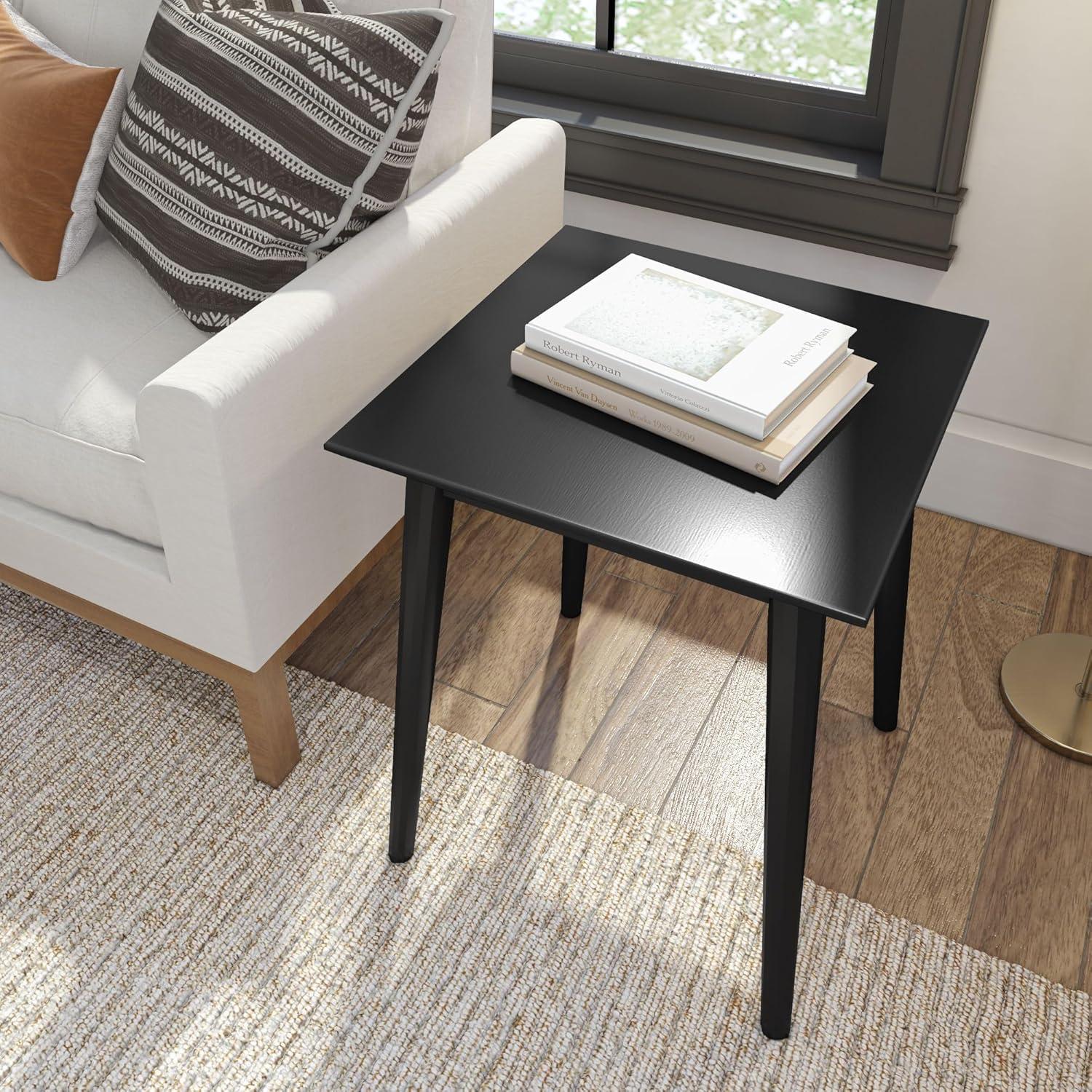 image:imagePlankBeam Wooden Side Table with Storage Mid Century Modern End Tables for Living Room Small Solid Wood Nightstand Bedside Tables Bedroom Furniture WhiteBlack