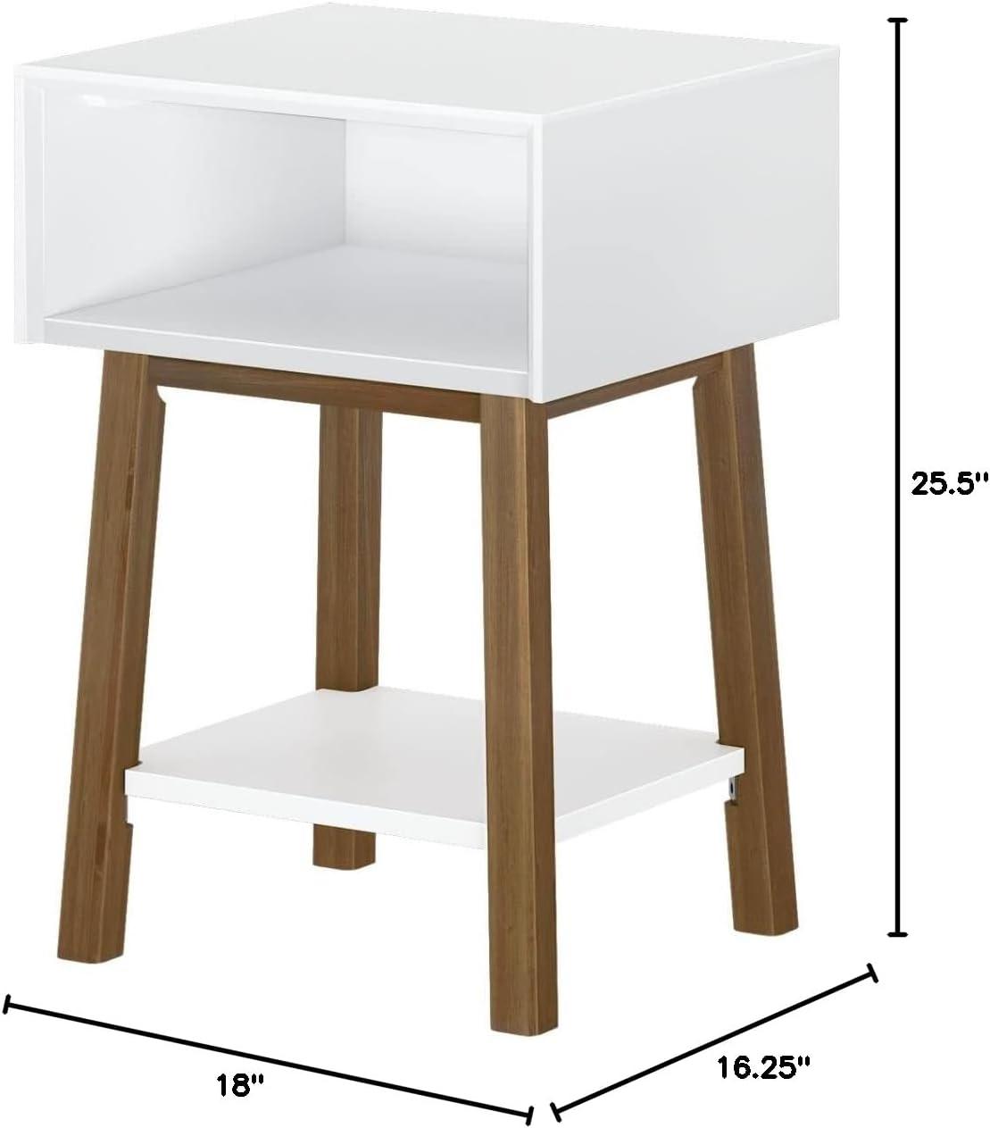 image:imagePlankBeam Wooden Side Table with Storage Mid Century Modern End Tables for Living Room Small Solid Wood Nightstand Bedside Tables Bedroom Furniture WhiteWhitePecan