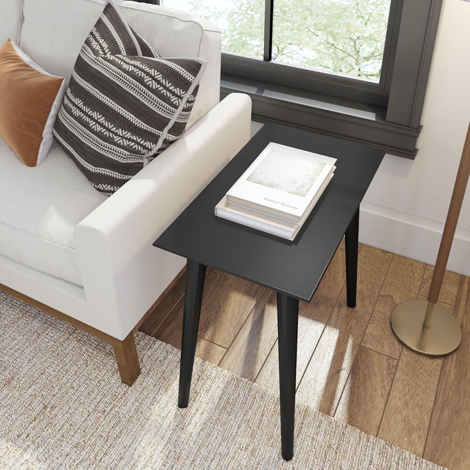 image:imagePlankBeam Wooden Side Table with Storage Mid Century Modern End Tables for Living Room Small Solid Wood Nightstand Bedside Tables Bedroom Furniture WhiteBlack