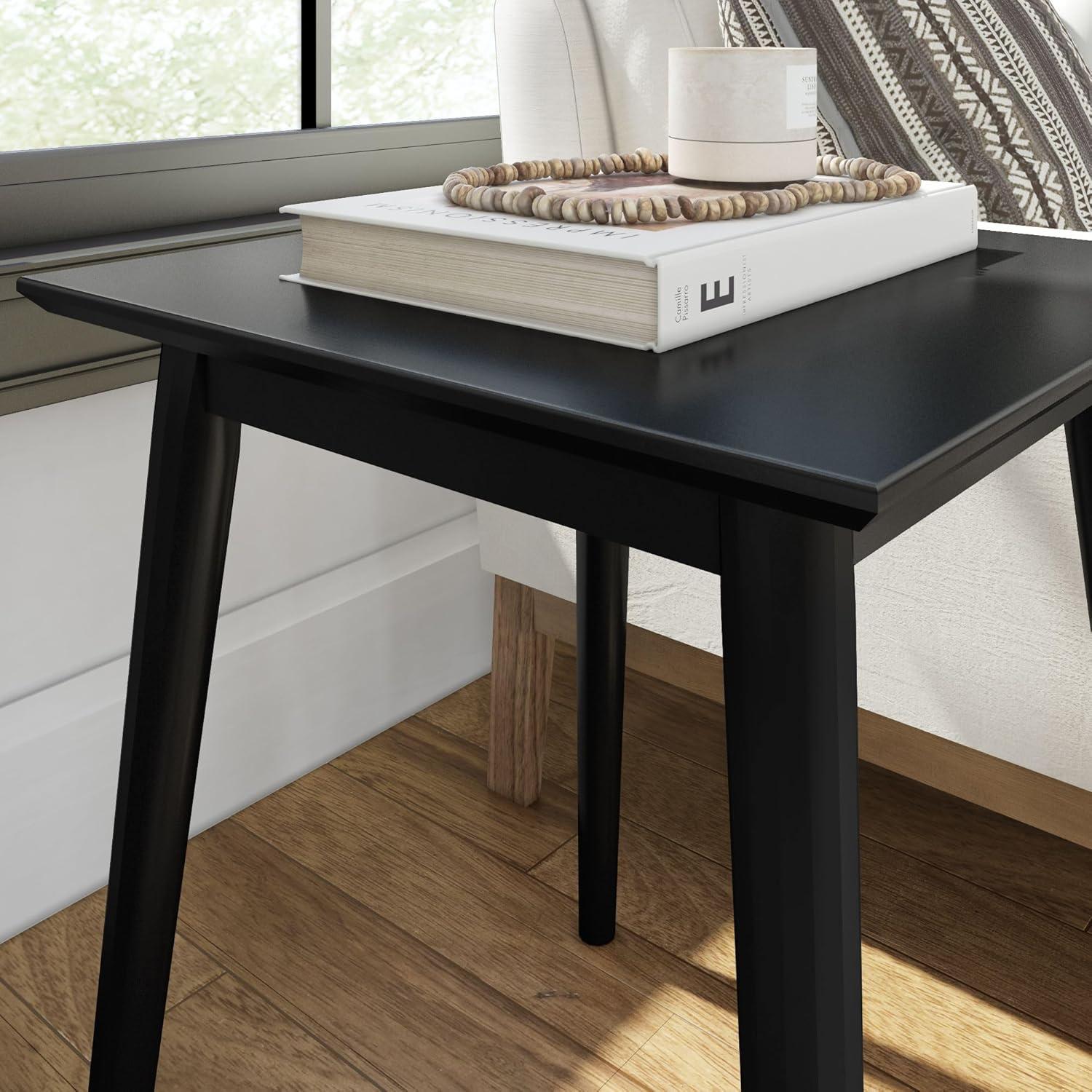 image:imagePlankBeam Wooden Side Table with Storage Mid Century Modern End Tables for Living Room Small Solid Wood Nightstand Bedside Tables Bedroom Furniture WhiteBlack