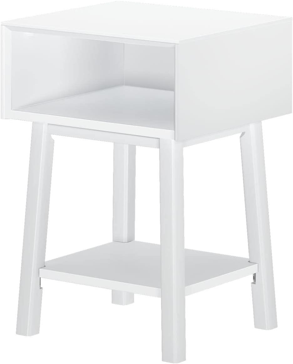 image:imagePlankBeam Wooden Side Table with Storage Mid Century Modern End Tables for Living Room Small Solid Wood Nightstand Bedside Tables Bedroom Furniture WhiteWhite