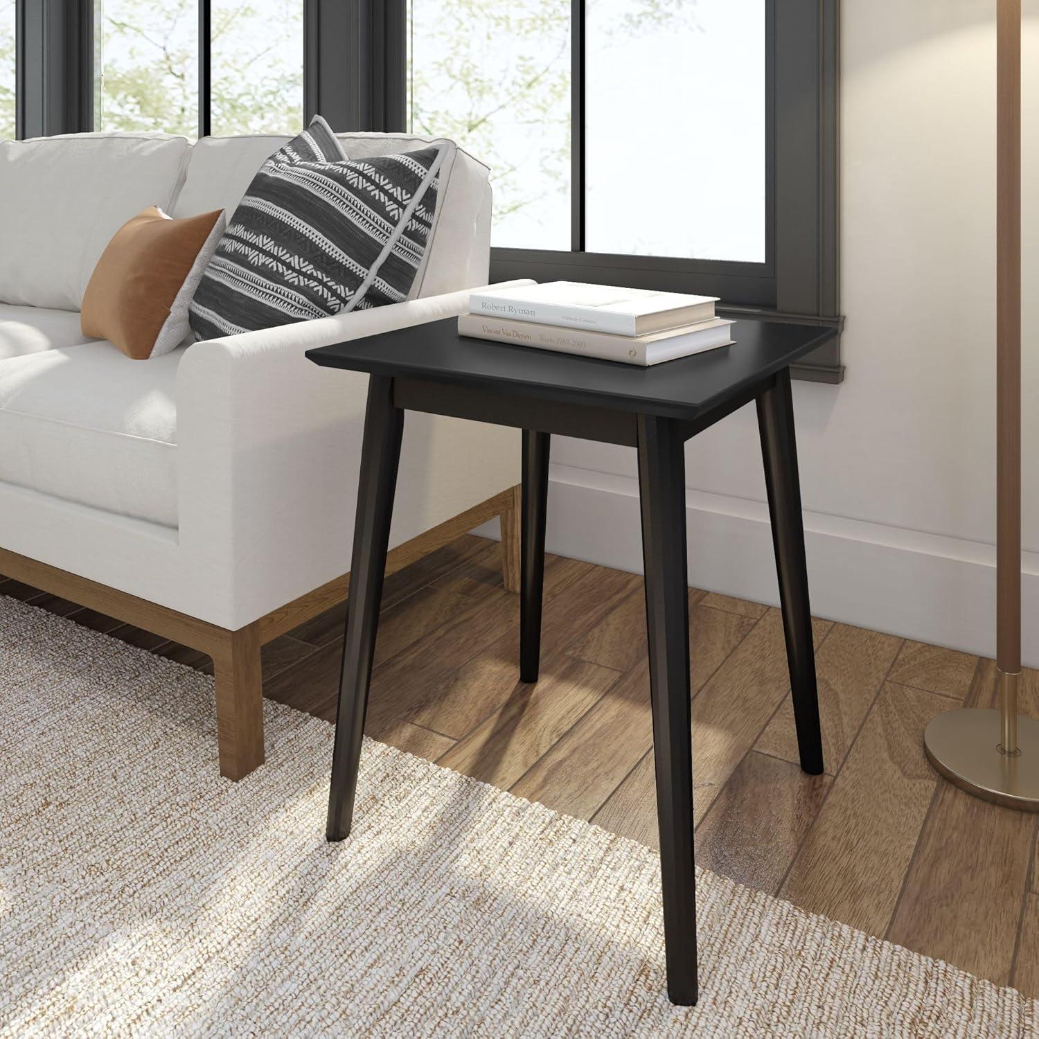 image:imagePlankBeam Wooden Side Table with Storage Mid Century Modern End Tables for Living Room Small Solid Wood Nightstand Bedside Tables Bedroom Furniture WhiteBlack