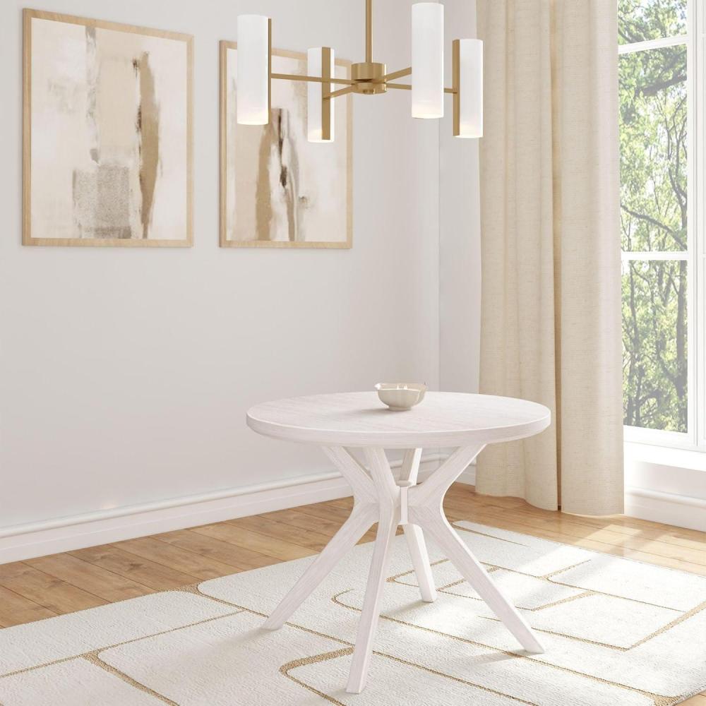 image:imagePlankBeam 47 Inch Verso Round Dining Table Solid Wood Kitchen amp Dining Room Table Coastal WhiteCoastal White