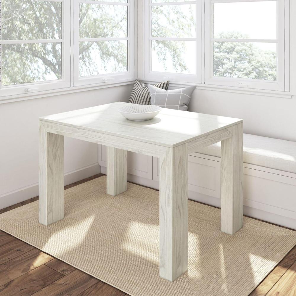 image:imagePlankBeam 60 Inch Dining Table Solid Wood Kitchen Table Large Wooden Rectangular Dinner Table for Dining Room Home Office Living Room Furniture Easy Assembly Blonde WirebrushWhite Sand Wirebrush
