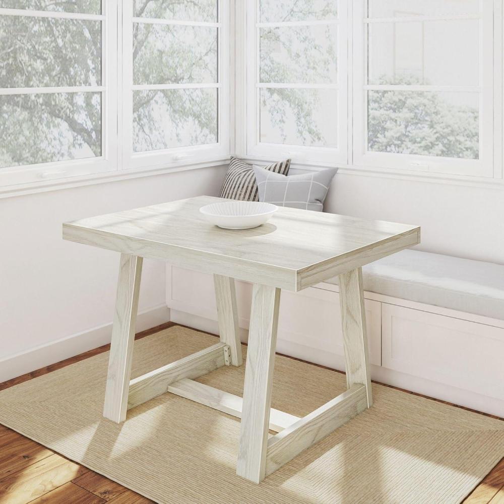 image:imagePlankBeam 72 Inch Farmhouse Dining TableSolid Wood Rustic Kitchen Table for Dining Room Home Office Living Room Furniture Easy Assembly Blonde WirebrushWhite Sand Wirebrush