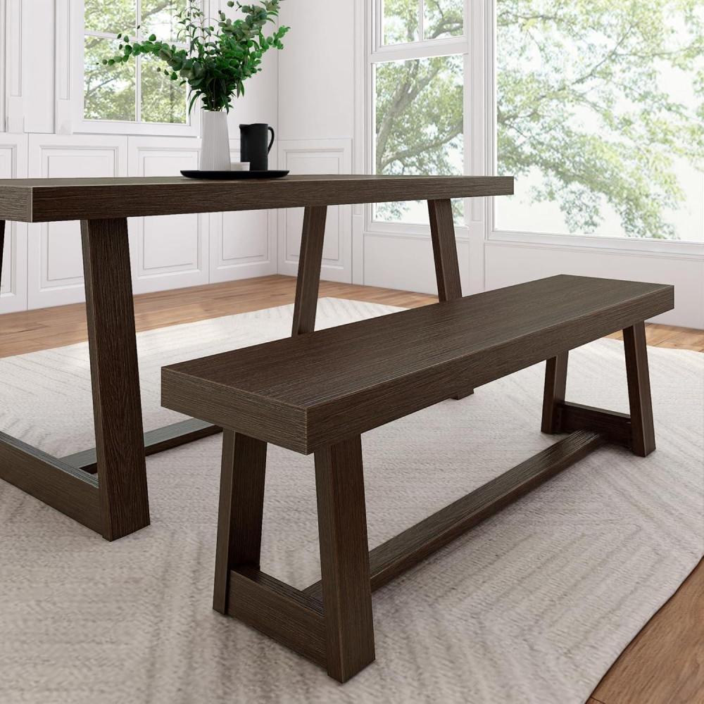 image:imagePlankBeam 72 Inch Farmhouse Dining TableSolid Wood Rustic Kitchen Table for Dining Room Home Office Living Room Furniture Easy Assembly Blonde WirebrushWalnut Wirebrush