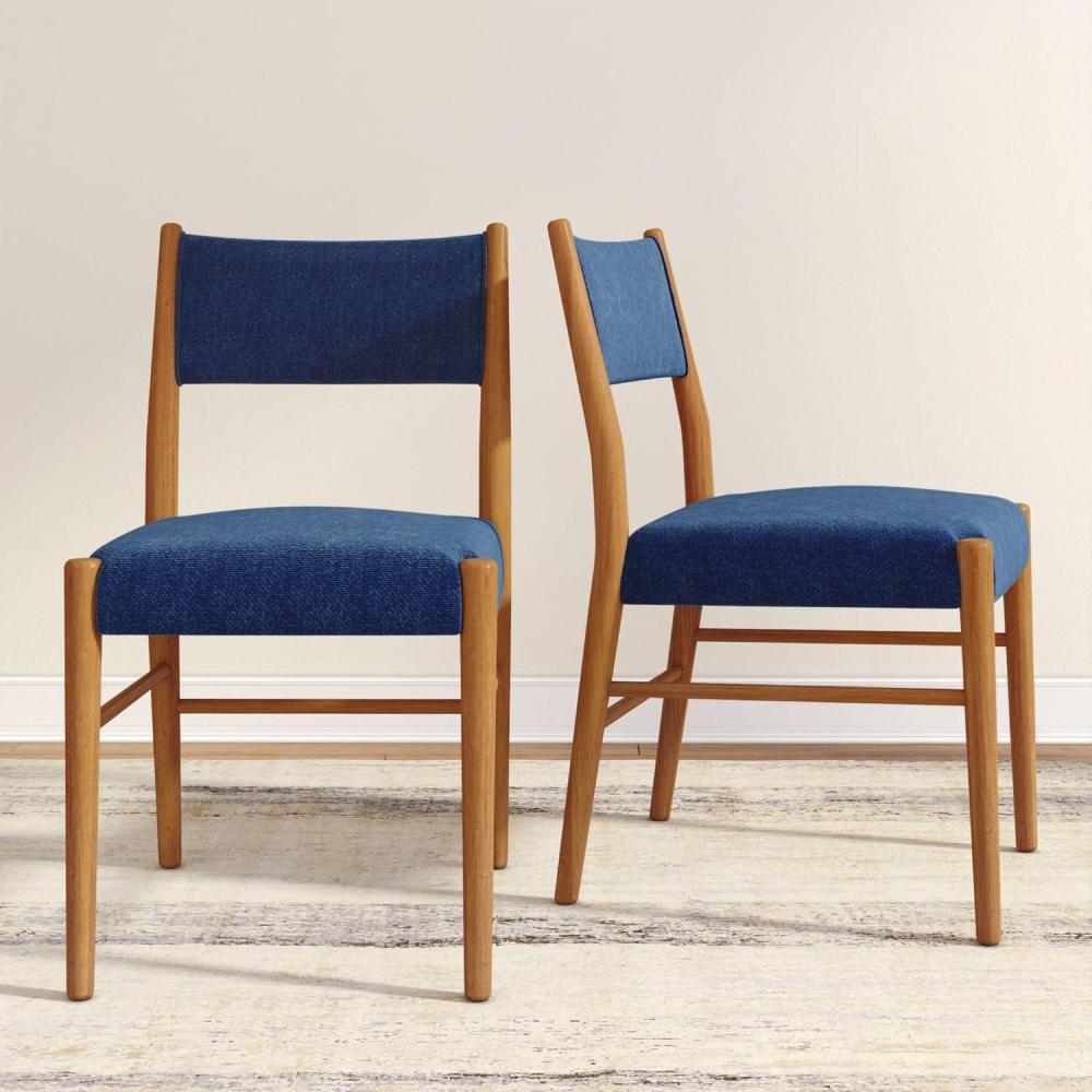 image:imagePlankBeam Brio Dining Chair 4Pack  Upholstered Boucl Seat Solid Rubberwood Frame LowVOC Finish Easy Assembly PecanIvoryPecanMarine