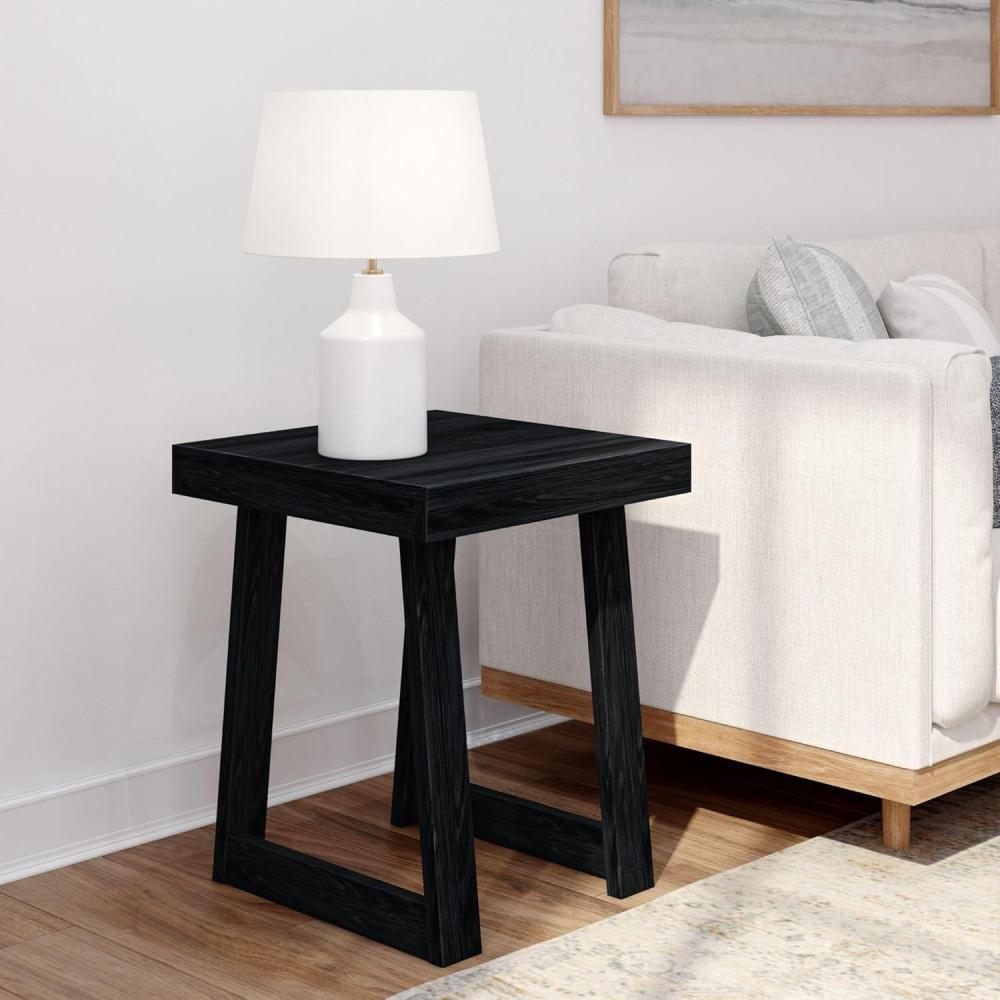 image:imagePlankBeam Classic Square Side Table Slim Side Table for Living Room Narrow Nightstand for Small Spaces Wood End Table for Bedroom Blonde WirebrushBlack Wirebrush