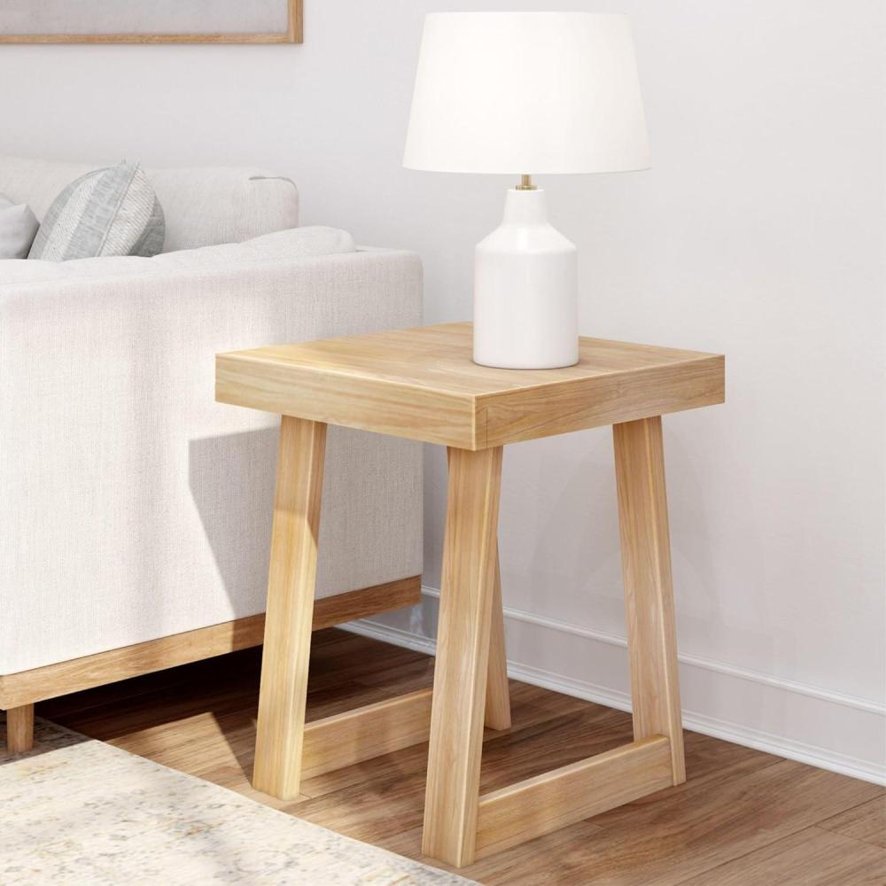 image:imagePlankBeam Classic Square Side Table Slim Side Table for Living Room Narrow Nightstand for Small Spaces Wood End Table for Bedroom Blonde WirebrushBlonde Wirebrush