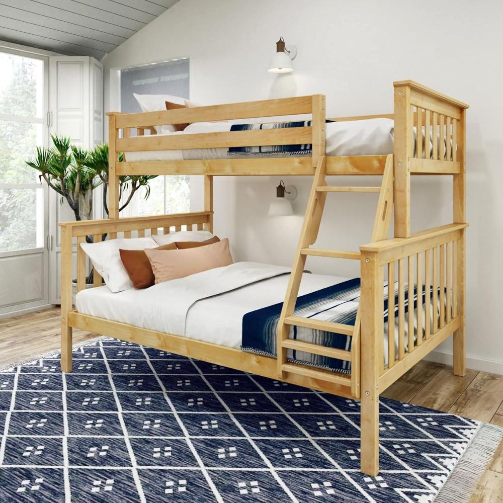 image:imagePlankBeam Classic Wooden Bunk Bed Twin Over Full Size Platform Bed Frame with Bunk Bed Ladder and Wood Slats for Adult Space Saving Bed Easy to Assemble No Box Spring Needed PecanNatural