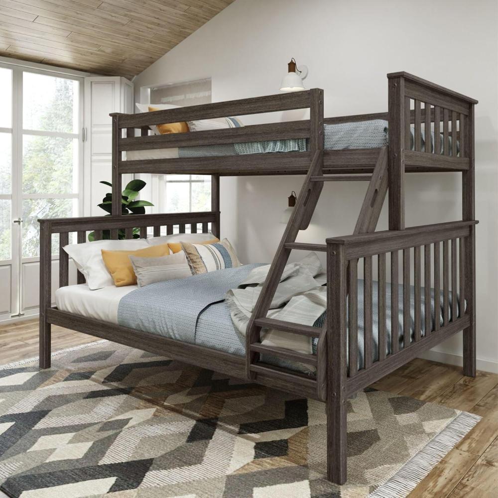 image:imagePlankBeam Classic Wooden Bunk Bed Twin Over Full Size Platform Bed Frame with Bunk Bed Ladder and Wood Slats for Adult Space Saving Bed Easy to Assemble No Box Spring Needed PecanClay