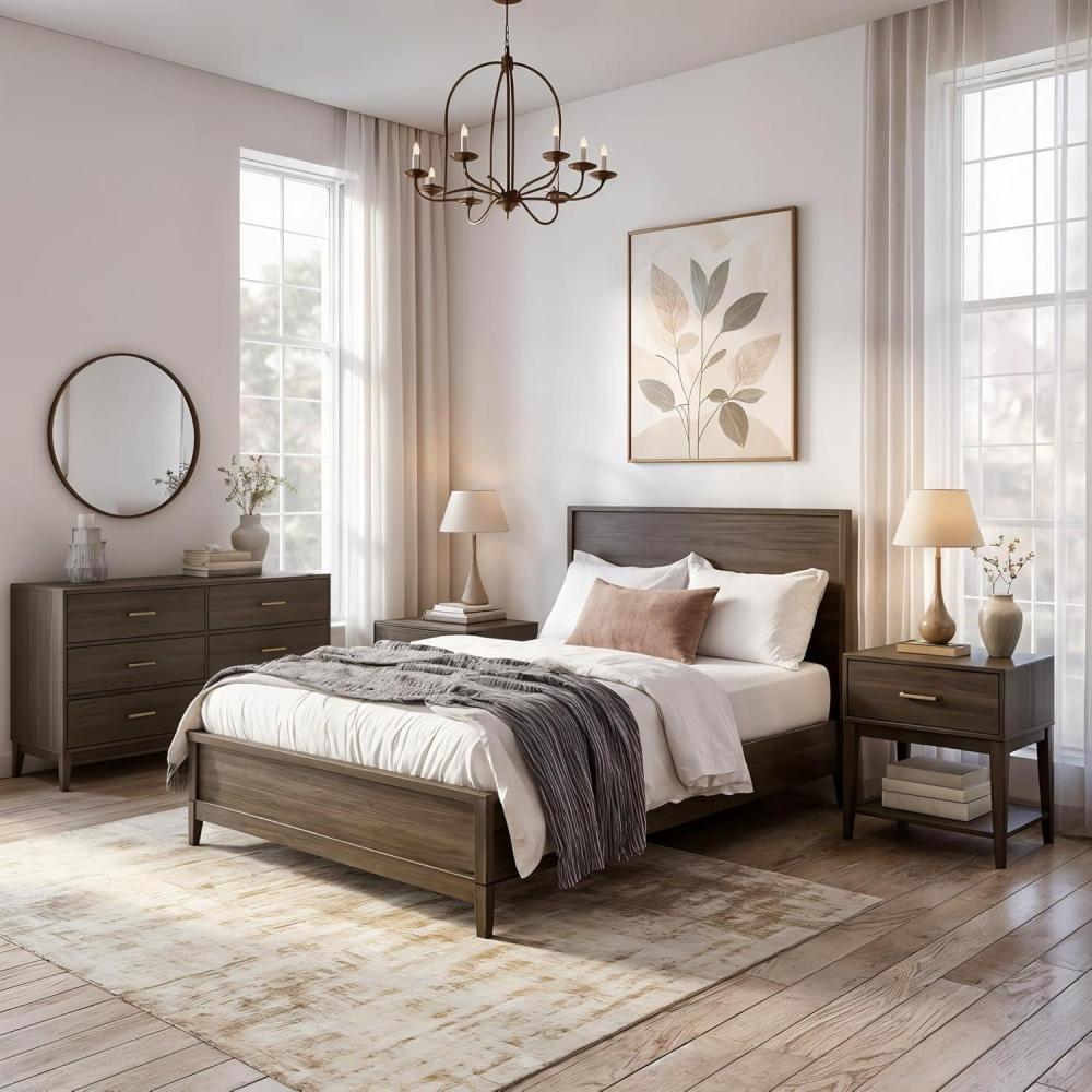 image:imagePlankBeam Contempo Wood Nightstand with 1 Drawer Wooden Side Table for Bedroom Storage Bedside End Table ClayClay