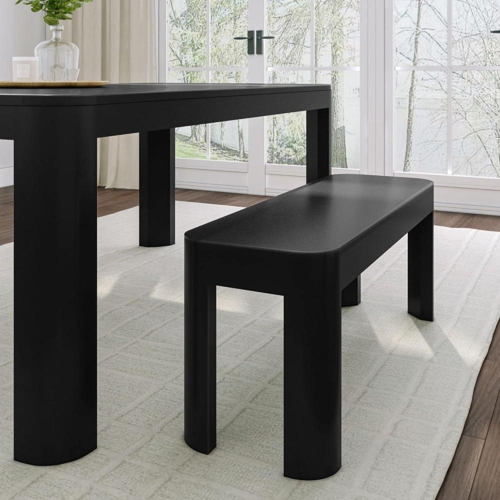 image:imagePlankBeam Contour Bench Modern Rounded 58 Inch Dining Bench Bench for 72 Inch Kitchen Table BlackBlack