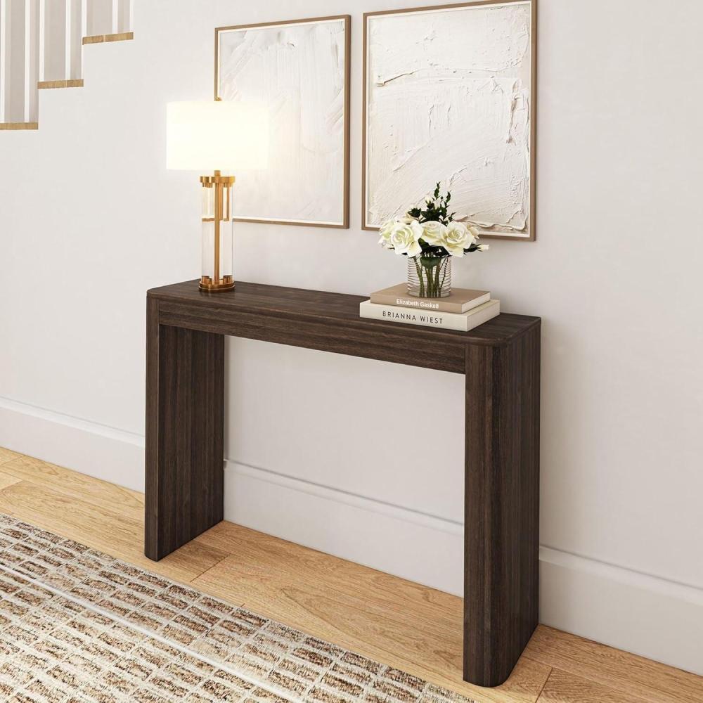image:imagePlankBeam Contour Console Table 56 Inch Solid Wood Sofa Table Entryway Table for Hallway Narrow Behind The Couch Table Console Tables for Entryway Living Room Foyer Easy Assembly WalnutWalnut