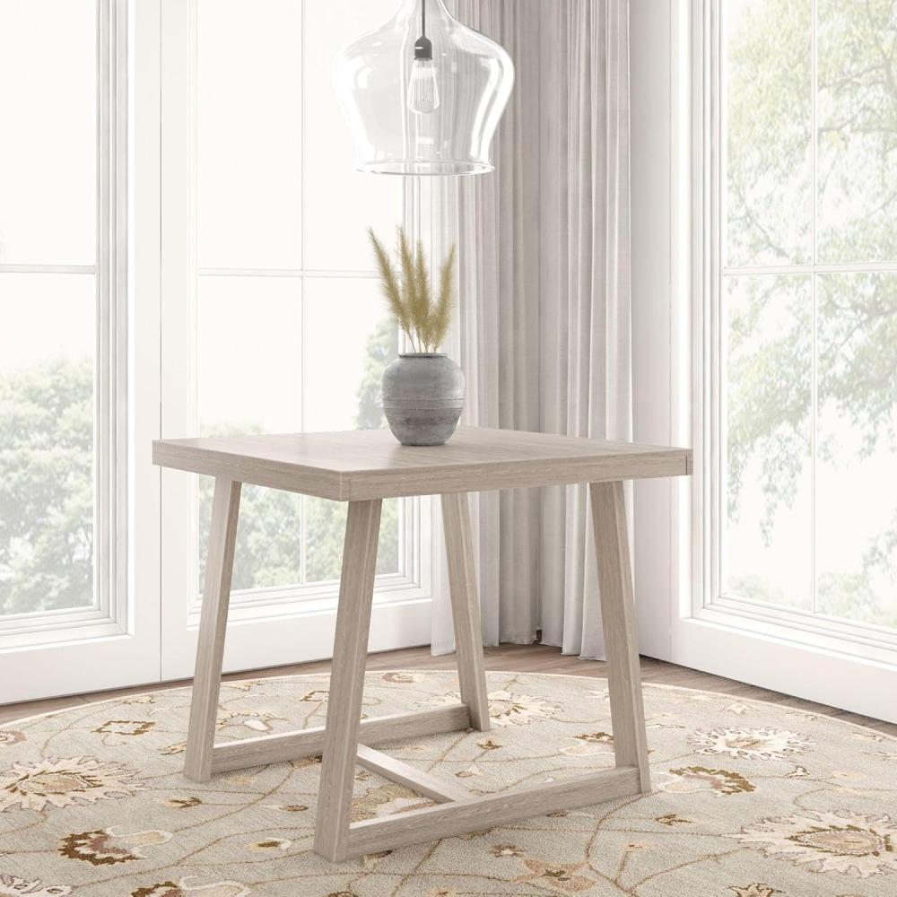 image:imagePlankBeam Counter Height Dining Table 41 Inch Solid Wood Kitchen Table Farmhouse Dinette Table for 4 Compact Counter Table Pecan WirebrushSeashell Wirebrush