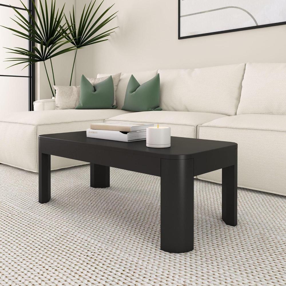 image:imagePlankBeam Forma Coffee Table 54 Inch Modern Coffee Table with Shelf Contemporary Center Table with Storage Space Rectangle Tea Table with Storage WalnutBlack