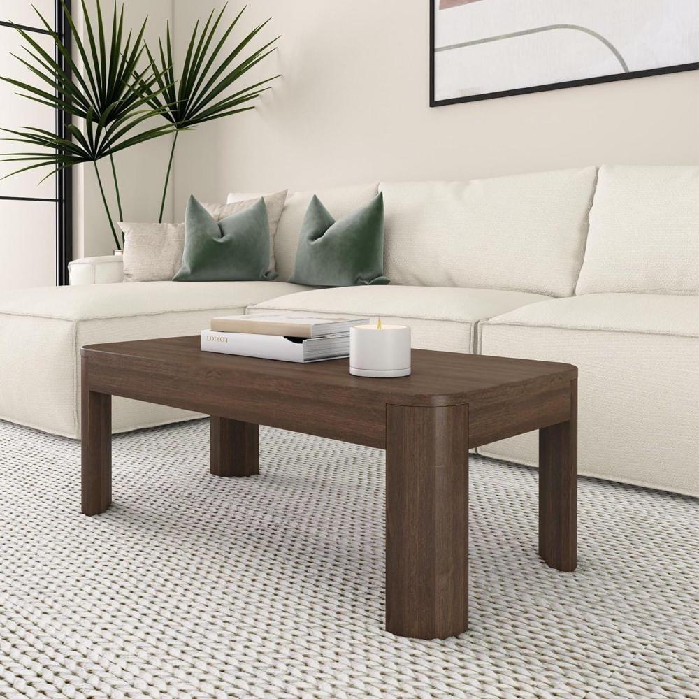 image:imagePlankBeam Forma Coffee Table 54 Inch Modern Coffee Table with Shelf Contemporary Center Table with Storage Space Rectangle Tea Table with Storage WalnutWalnut