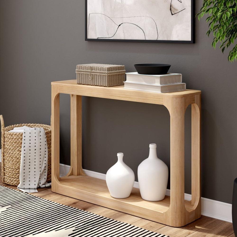 image:imagePlankBeam Forma Console Table 46 Inch Solid Wood Sofa Table Entryway Table for Hallway Narrow Behind The Couch Table Console Tables for Entryway Living Room Foyer Easy Assembly WalnutBlonde