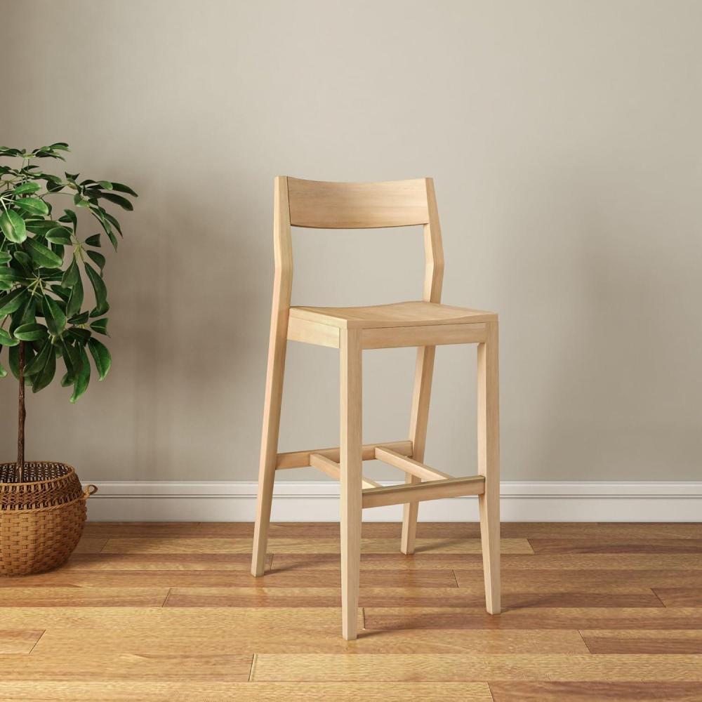 image:imagePlankBeam Modern Bar Height Chair 44 Inch Solid Wood Dining Chair for Home Bar Kitchen Contemporary Seating for Dining Room Blonde
