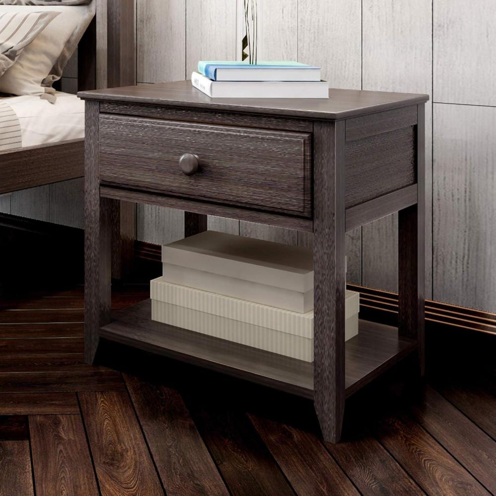 image:imagePlankBeam Nightstand with Drawer and Shelf ClayClay