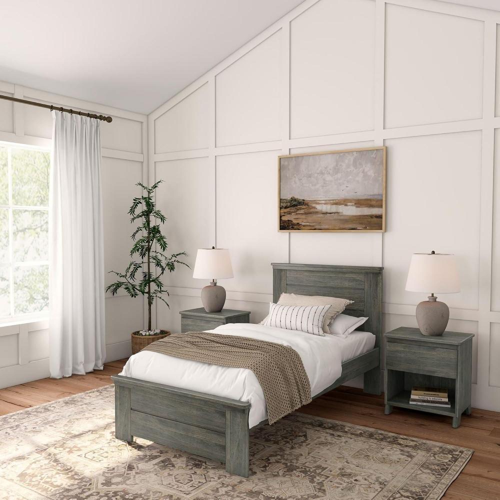 image:imagePlankBeam Rustic Wood Full Bed Frame Platform Bed with Headboard Solid DriftwoodDriftwood