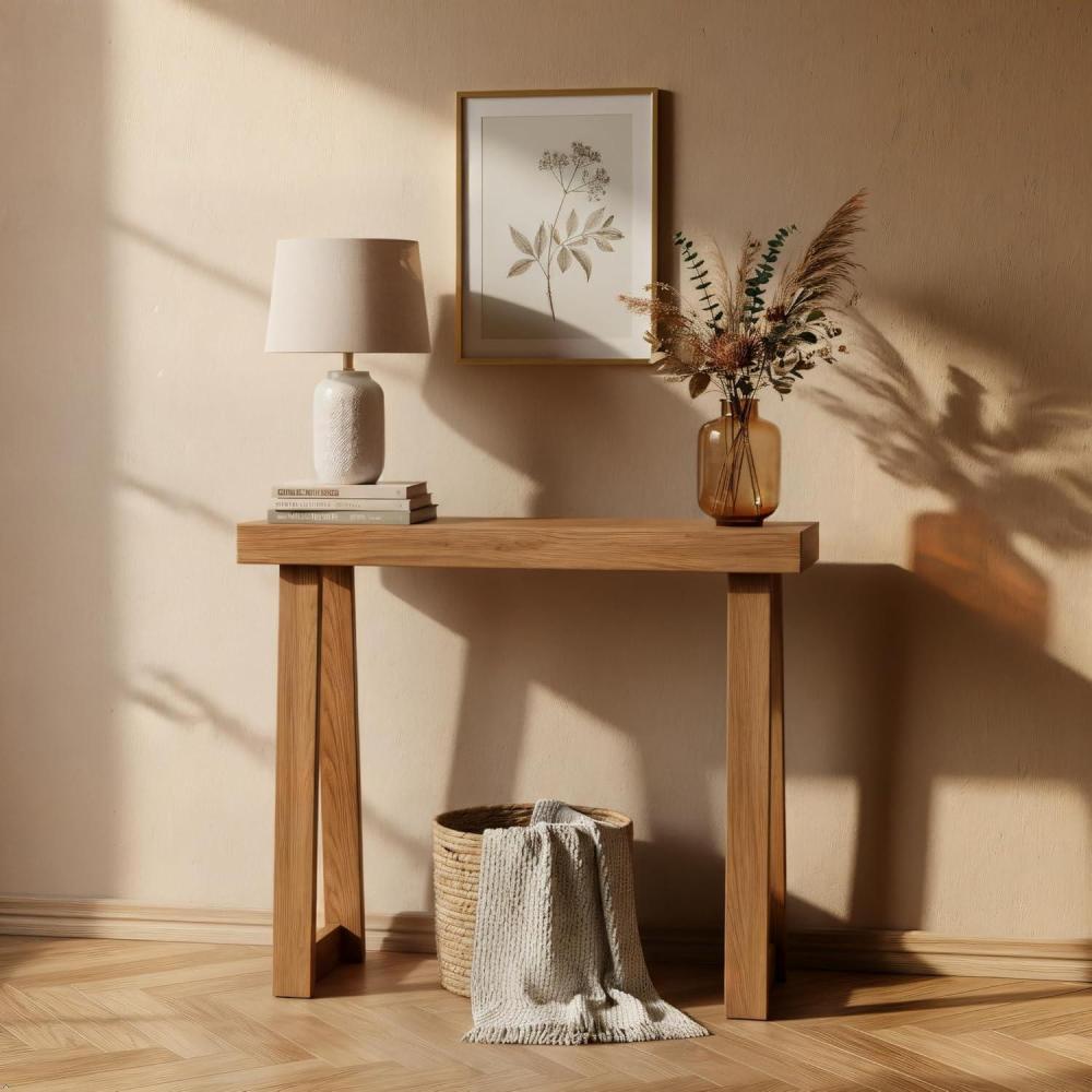 image:imagePlankBeam Solid Wood Console Table 36 Inch Sofa Table Narrow Entryway Table for Hallway Behind The Couch Living Room Foyer Easy Assembly PecanPecan