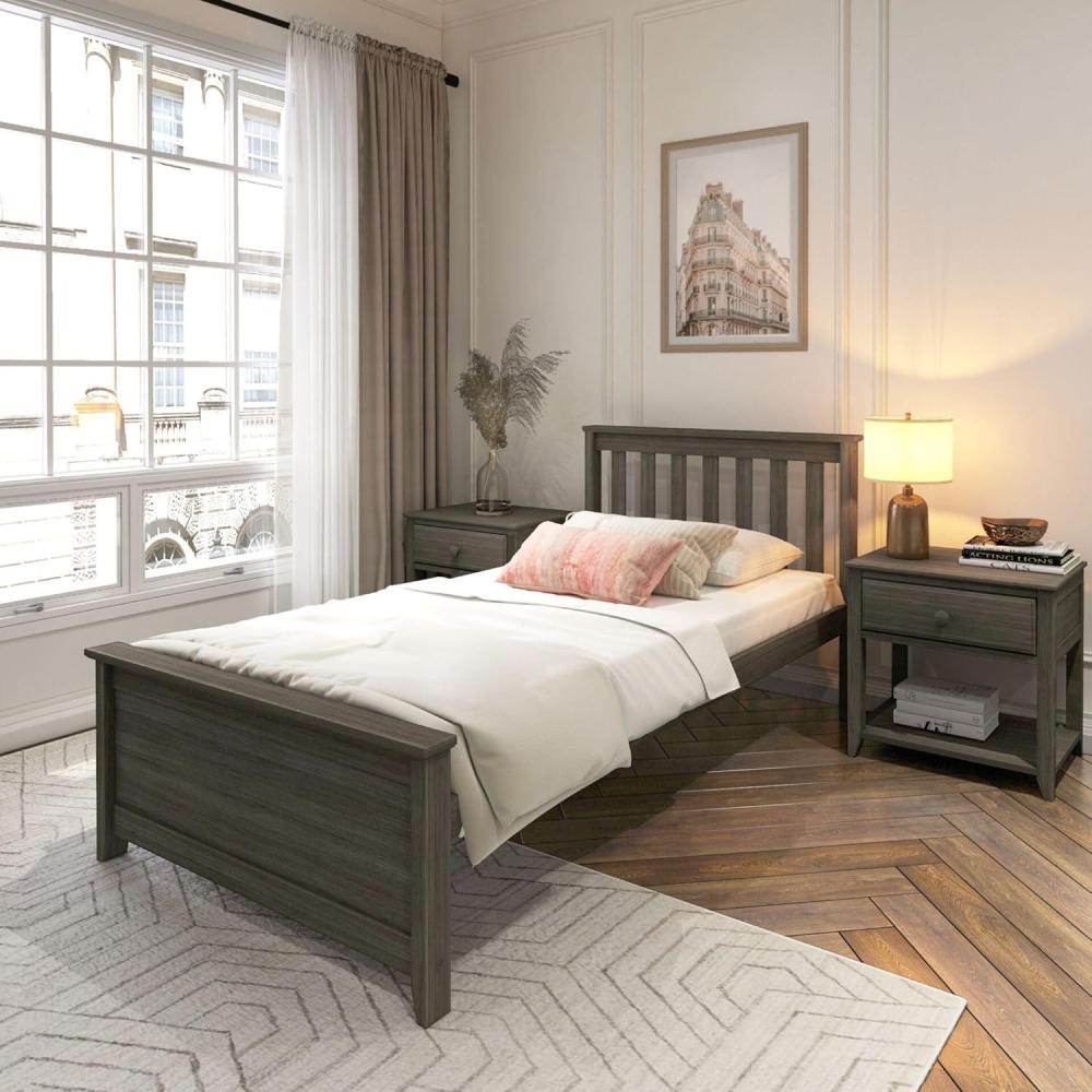 image:imagePlankBeam Solid Wood Full Bed Frame Platform Bed with Headboard WalnutClay