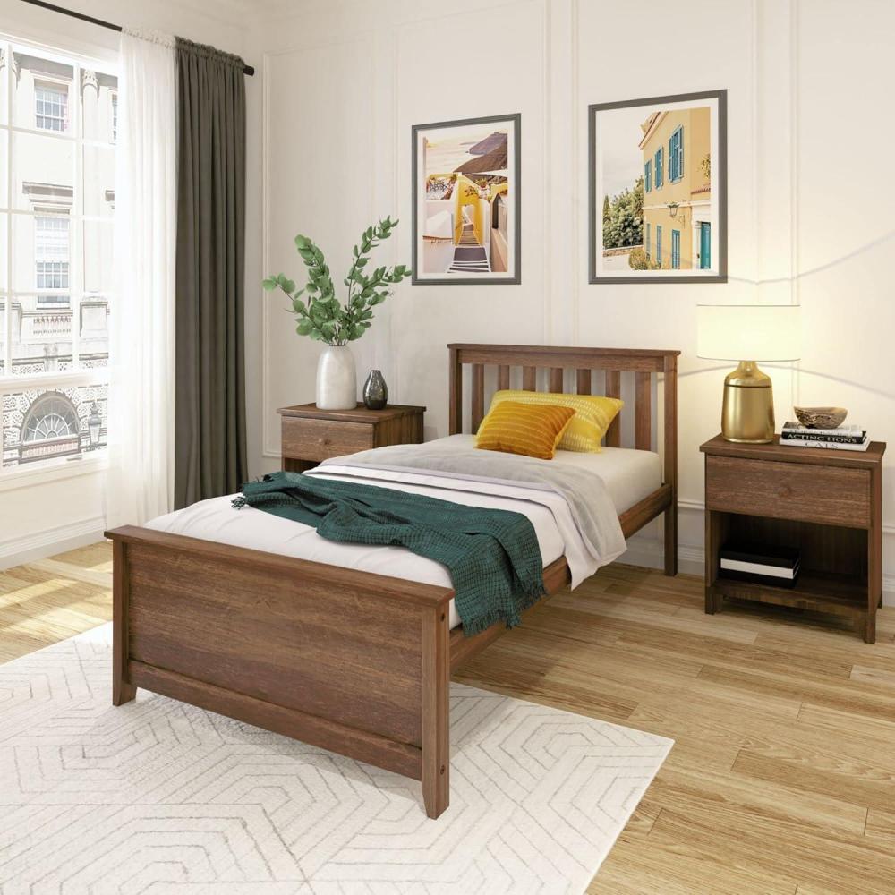 image:imagePlankBeam Solid Wood Full Bed Frame Platform Bed with Headboard WalnutWalnut