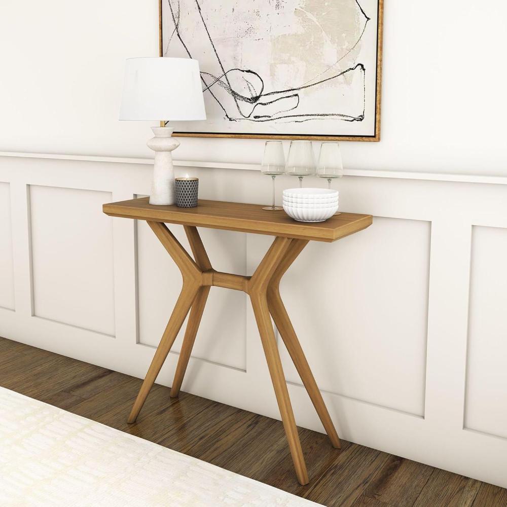 image:imagePlankBeam Verso Console Table 36 Inch Solid Wood Modern Sofa Table Narrow Entryway Table for Hallway Behind The Couch Living Room Foyer WalnutPecan