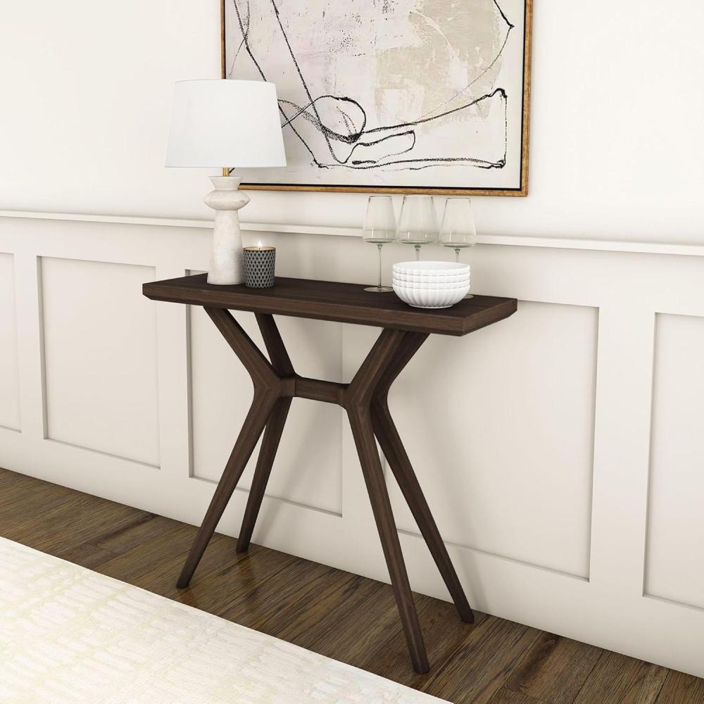 image:imagePlankBeam Verso Console Table 36 Inch Solid Wood Modern Sofa Table Narrow Entryway Table for Hallway Behind The Couch Living Room Foyer WalnutWalnut