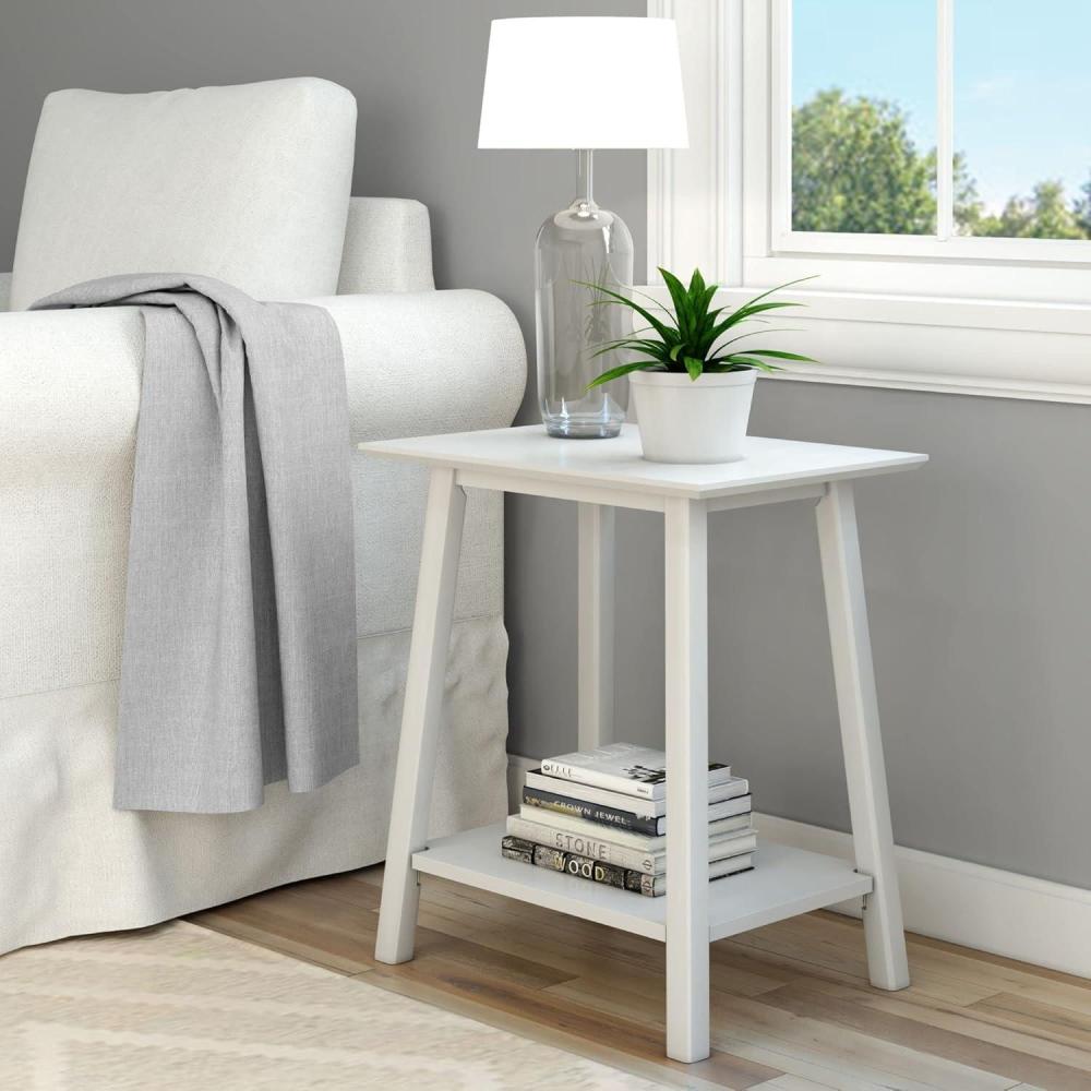image:imagePlankBeam Wooden Side Table with Storage Mid Century Modern End Tables for Living Room Small Solid Wood Nightstand Bedside Tables Bedroom Furniture WhiteWhite