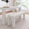 image:imagePlankBeam 49 Inch Dining Bench for Dining Room Bench for 60 Inch Table Kitchen Dining Seat Wooden Outdoor Bench Solid Wood Entryway Bench White Sand Wirebrush
