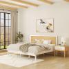 image:imagePlankBeam Duo Solid Wood King Bed Frame with Panel Headboard Modern Platform Bed with Wood Slat Support No Box Spring Needed WhiteBirch