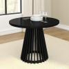 image:imagePlankBeam Lido Round Dining Table 47 Wooden Pedestal Minimalist Kitchen Table for 4 for Dining Room BlackBlack