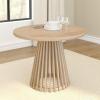 image:imagePlankBeam Lido Round Dining Table 47 Wooden Pedestal Minimalist Kitchen Table for 4 for Dining Room BlackBlonde