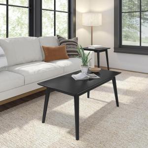 Plank+Beam 40 Inch Mid Century Modern Coffee Table, Wood Coffee Tables for Living Room, Rectangular Center Table, Occasional Table for Small Spaces, Black(Black)