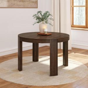 Plank+Beam 47 Inch Contour Round Dining Table, for Kitchen and Dining Room, Pecan(Walnut)