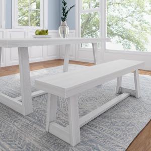 Plank+Beam 72 Inch Farmhouse Dining Table,Solid Wood Rustic Kitchen Table, for Dining Room, Home Office, Living Room Furniture, Easy Assembly, Blonde Wirebrush(White Wirebrush)