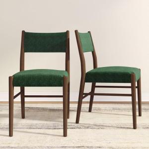 Plank+Beam Brio Dining Chair (4-Pack) – Upholstered Bouclé Seat, Solid Rubberwood Frame, Low-VOC Finish, Easy Assembly, Pecan/Ivory(Walnut/Evergreen)