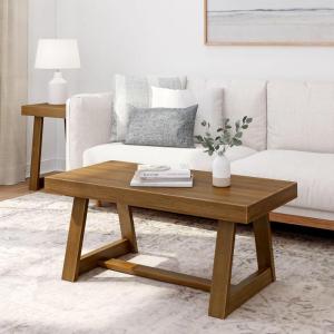 Plank+Beam Classic Rectangular Coffee Table, 40 Inch Farmhouse Coffee Table, Mini Center Tables for Small Spaces, Small Living Space Tea Table, Blonde Wirebrush(Pecan Wirebrush)