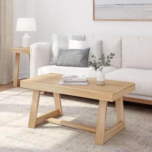 Plank+Beam Classic Rectangular Coffee Table, 40 Inch Farmhouse Coffee Table, Mini Center Tables for Small Spaces, Small Living Space Tea Table, Blonde Wirebrush(Blonde Wirebrush)