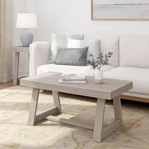 Plank+Beam Classic Rectangular Coffee Table, 40 Inch Farmhouse Coffee Table, Mini Center Tables for Small Spaces, Small Living Space Tea Table, Blonde Wirebrush(Seashell Wirebrush)