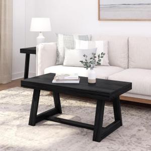 Plank+Beam Classic Rectangular Coffee Table, 40 Inch Farmhouse Coffee Table, Mini Center Tables for Small Spaces, Small Living Space Tea Table, Blonde Wirebrush(Black Wirebrush)
